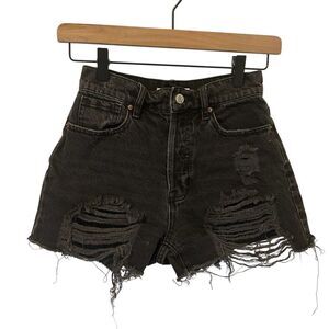 PacSun High Rise Festival‎ Jean Shorts Distressed Raw Hem Black Woman’s 23 Boho